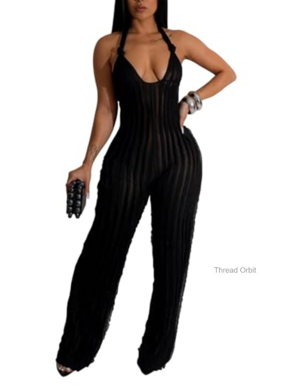 Sexy Halter Backless Chiffon Jumpsuit Wide Leg Romper Summer